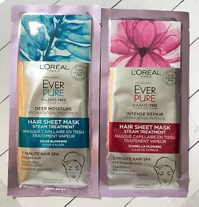L'Oreal Ever Pure Hair Sheet Mask SPA Deep Moisture Intense Repair Lot of 2 - Picture 1 of 4