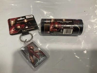 IRON MAN Marvel  Peel & Stick Self Adhesive Wall Paper Border  + KEYCHAIN - Image 1 of 4