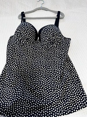 Camiseta Tankini Boden Milos Cup Bloque de Color Azul Marino Blanco Lunares EE. UU. Talla 36B Foto 1 de 4