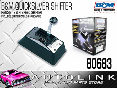 B&M QUIKSILVER SHIFTER FOR 3 & 4 SPEED AUTO TRANS - RATCHET STYLE INC CABLE  - Image 1 of 4