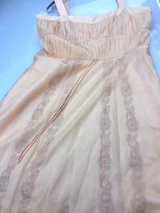 SALE @ DUE PER DUE Floral Lace PEACH CHIFFON Any All Occasion Dress Womens Sz 12 - Picture 1 of 11