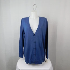 Alfani Intimates V-Neck Button-Up Cotton Knit Lounge Cardigan Blue, Small #3978 - Picture 1 of 7