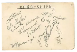 DERBYSHIRE CCC 1928 VERY RARE ORIGINAL AUTOGRAPHED PAGE 12 X SIGNATURES - Picture 1 of 3