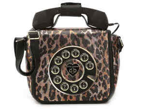 Betsey Johnson Kitsch Call Me Phone Crossbody Bag Metallic Leopard BJ62700H NEW