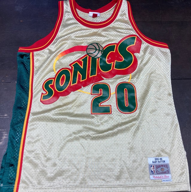 Men's Mitchell & Ness Gary Payton Red Seattle SuperSonics 1999-2000 Authentic Hardwood Classics Swingman Jersey