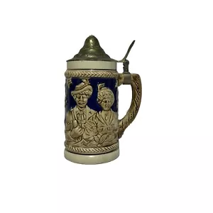 Vintage German Beer Stein With Pewter Lid Medium Size - Picture 1 of 6