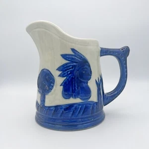 Vintage Old Sleepy Eye Monmouth Pottery Cobalt Blue Stoneware Pitcher Ceramic - Picture 1 of 5