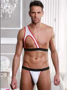 2 PC SEXY MEN'S Gift Set Top & Thone Brief LINGERIE UNDERWEAR AS PICTURE - Picture 1 of 3