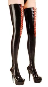 Anita Berg - Latex Schnür Zip-Overknees zweifarbig in diversen Variationen - Picture 1 of 3
