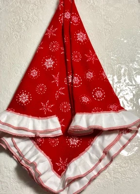 Copos de nieve en manta roja para bebé - tela elástica de punto gofre - hecha a mano - opción de nombre Foto 1 de 2