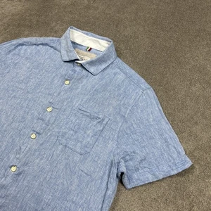 Camisa Bruno Positano Para Hombres Pequeña Mezcla de Lino Abotonada Azul Verano Informal - Imagen 1 de 9