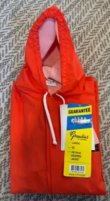 Grundens Orange Petrus 82 Hooded Jacket Size L NEW with Tags - Ships FREE in USA - Image 1 of 4