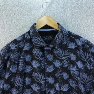 Nat Nast Luxury Originals Silk Men's L Black Blue Leaf Geometric Bowling Preppy - Picture 1 of 6