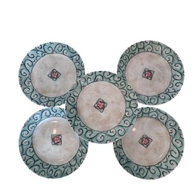 Corelle Vitrelle Acuarela Ensalada Platos Postre Set 5 Remolinos Verdes 8.5" Usado en Excelente Condición! Foto 1 de 4
