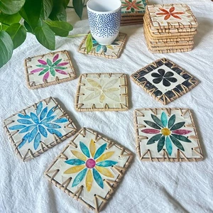 Handcrafted Rattan Coaster Set - Decorative Drink Mats for Tea Cups - Picture 1 of 29