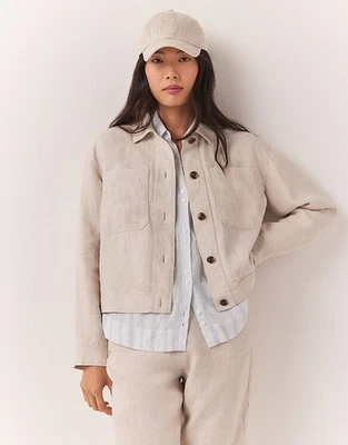 The White Company Button Through Linen Jacket Size UK 18 Beige - Image 1 of 4