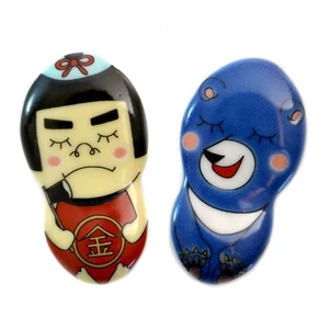 Tubbies Chopstick Rests, Kutani Ware, 2-Piece Set, Cute Japanese Folktale Desig_ - Picture 1 of 6