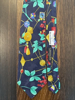 LEONARD Paris Necktie Mens Unisex SILK 100 % Multicolor Luxury Italy 58” X 3 3/4 - Image 1 of 4