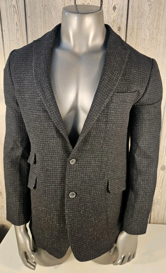 Abrigo Blazer Chaqueta Joseph Abboud Calce Ajustado Para Hombre 44L Deportivo 2 Botones Negro Cuadros  Foto 1 de 4