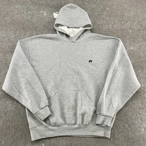 DE COLECCIÓN Russell Sudadera con Capucha Hombres M Gris Pullover Logo en Blanco Bordado Pro Algodón Años 90 - Imagen 1 de 12