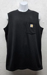 CARHARTT Relaxed Fit Mens Size L Black Sleeveless Cotton Pocket T-Shirt 100374 - Picture 1 of 7