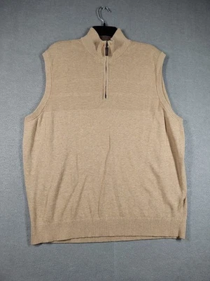 Roundtree & Yorke Mens XL Sweater Vest 1/4 Zip Brown Lightweight 100% Cotton EUC - Image 1 of 4