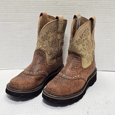 Ariat Fatbaby Mujer Cuero Marrón Tachuelas Cortas Botas de Vaquero Talla 7 Euro 37.5 Foto 1 de 4