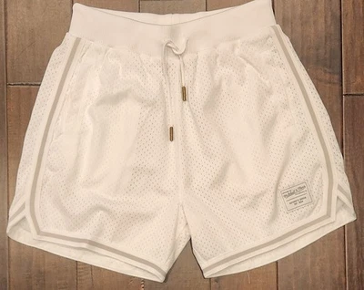 Pantalones Cortos Mitchell & Ness Game Day 2.0 Malla Para Hombre Medianos Blancos y Grises Foto 1 de 4