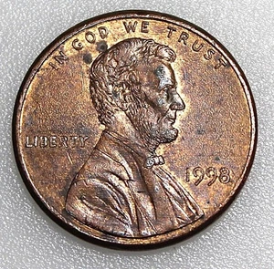 1998 Lincoln Penny No Mint Mark Close AM - Doubling In Date "Free shipping" - Picture 1 of 4