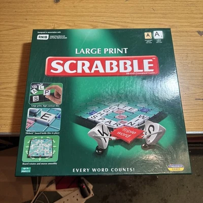 Large Print Scrabble Board Game RNIB Tinderbox Games Letter Tile Words Complete - Image 1 of 4