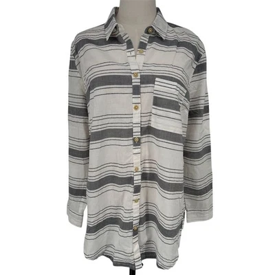 Camisa túnica gris a rayas para mujer Matilda Jane x Joanna Gaines talla M - AC Foto 1 de 4