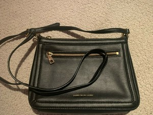 lauren ralph lauren tan leather carmen cross body bolsa