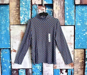 Women's Croft & Barrow Essential Long-Sleeve Mock Neck Top XXL Blue Gold NEW TAG - Picture 1 of 8