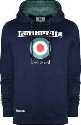 Mens Lambretta Target Retro Fashion 1947 Hooded Sweatshirt 8289 - Dark Blue - Image 1 of 2