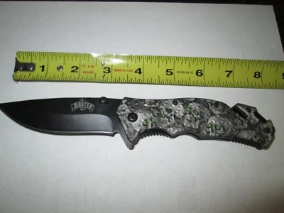 8.25" GREEN SKULL ASSISTED OPEN TACTICAL FOLDING KNIFE Pocket Blade TAC FORCE - Image 1 of 3