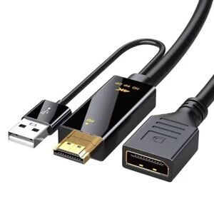 Reliable HDMI2.0 to DP1.2 DisplayPort.Converter Adapter Cable - USB Powered 25CM
