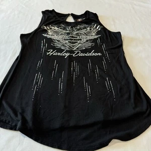 Harley-Davidson Women Small Black Rhinestone Graphic Tank Top MED - Picture 1 of 10