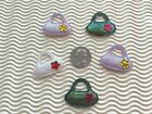 40 - 60Pc X 1.5" Padded Shiny Felt Handbag W/Flower Gem Appliques For Cards St24