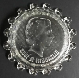 Mazuma *A400 Queen Elizabeth R 1953 Glass Ashtray/Trinket/Pin Tray 4.2'' - Picture 1 of 3