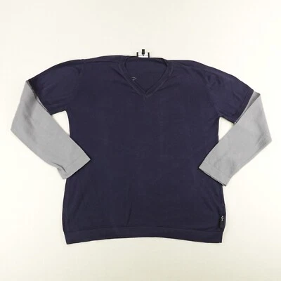 Emporio Armani Sweater Mens XL Blue Gray V Neck Pullover Lightweight Cotton ^ - Image 1 of 4