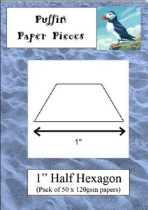 Puffin Paper Pieces 1" Half Hexagons English Paper Piecing 50 pieces 120gsm - Picture 1 of 1