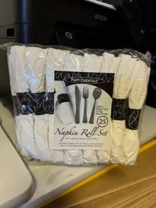 Party Essentials Party Supplies Wrapped Silverware Set Disposable, Pre Rolled - Picture 1 of 2
