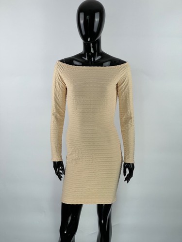 Abito corto Versus Gianni Versace vintage giallo testurizzato manica lunga taglia IT42