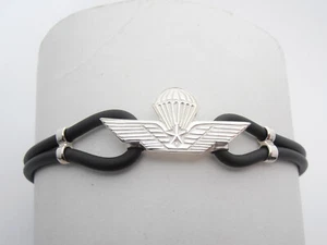 Paracadutisti : Braccialetto in Argento 925 e Caucciù - Bracciale Brevetto Parà - Foto 1 di 9