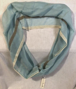Simply Noelle Teal Blue Infinity Scarf Lace Trim Cotton Blend New w Tags 32"x16" - Picture 1 of 5