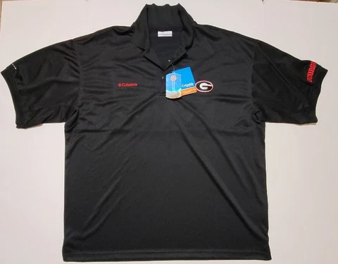 Columbia PFG Omni-Shade Black Extra Large Polo UGA Georgia Bulldogs Short Sleeve Cover