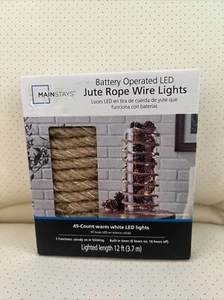 LED Decorative Jute Rope Wire Lights by Mainstays Indoor Battery Operated - New - Picture 1 of 1