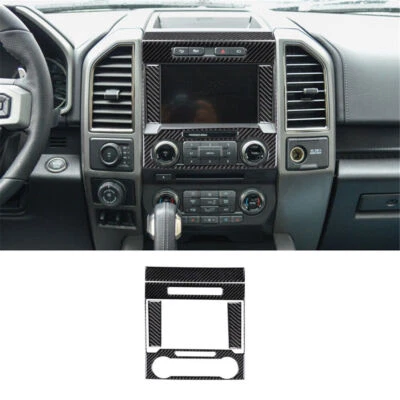 Cubierta de embellecedor del panel de control central de pantalla de 8" interior de carbono para Ford F-150 Foto 1 de 4