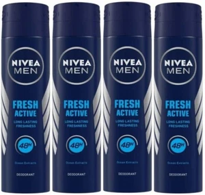 Nivea Men Fresh Active Deodorant Pack Of 4 (150ml x 4)- FREE SHIPPING - Picture 1 of 5