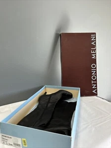 Antonio Melani Boots 9M Tracey Black Leather Knee High Heeled Leather Zip-Up BA - Imagen 1 de 9